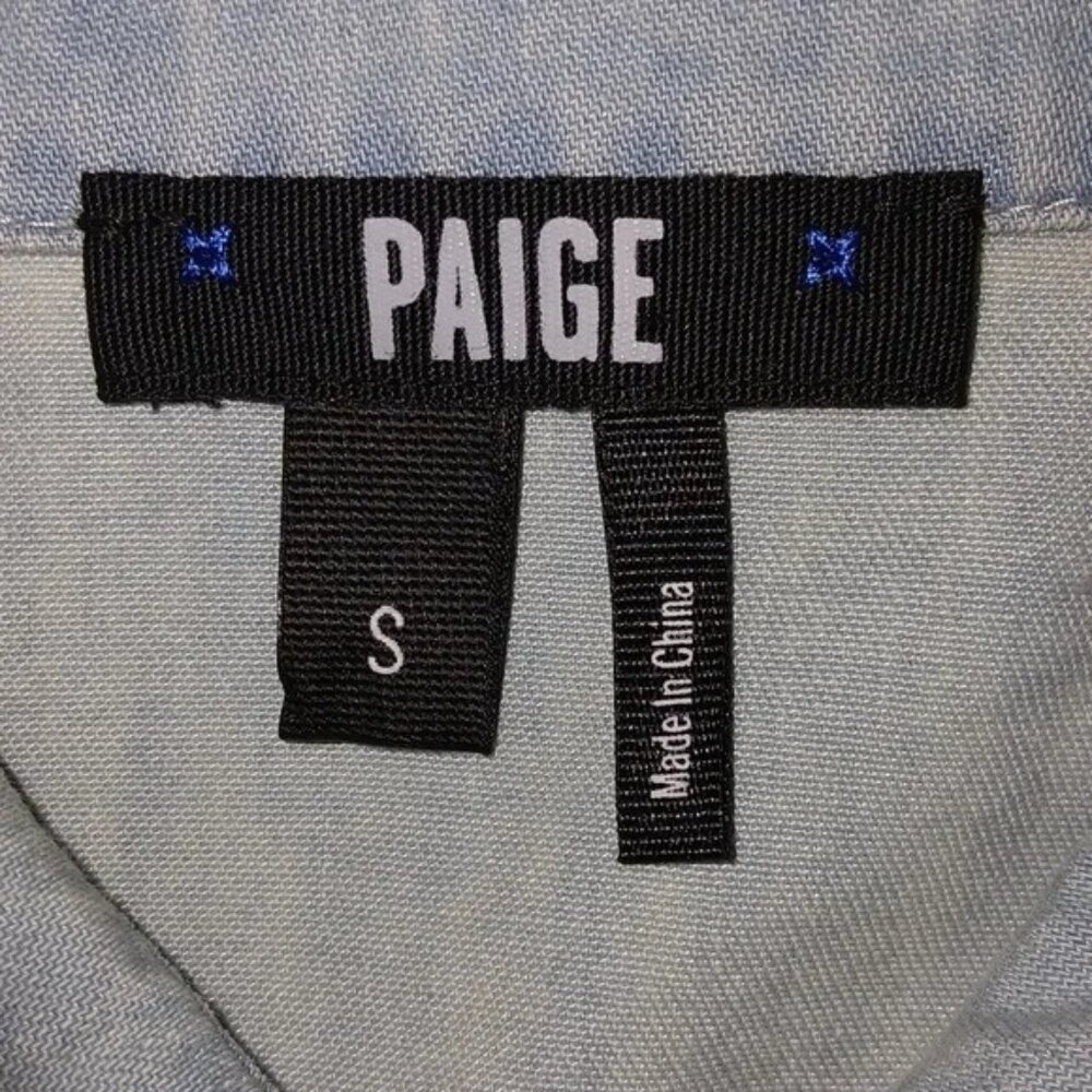 PAIGE Layda Blue Chambray Denim Ruffle Western Button Down Top - Picture 8 of 8